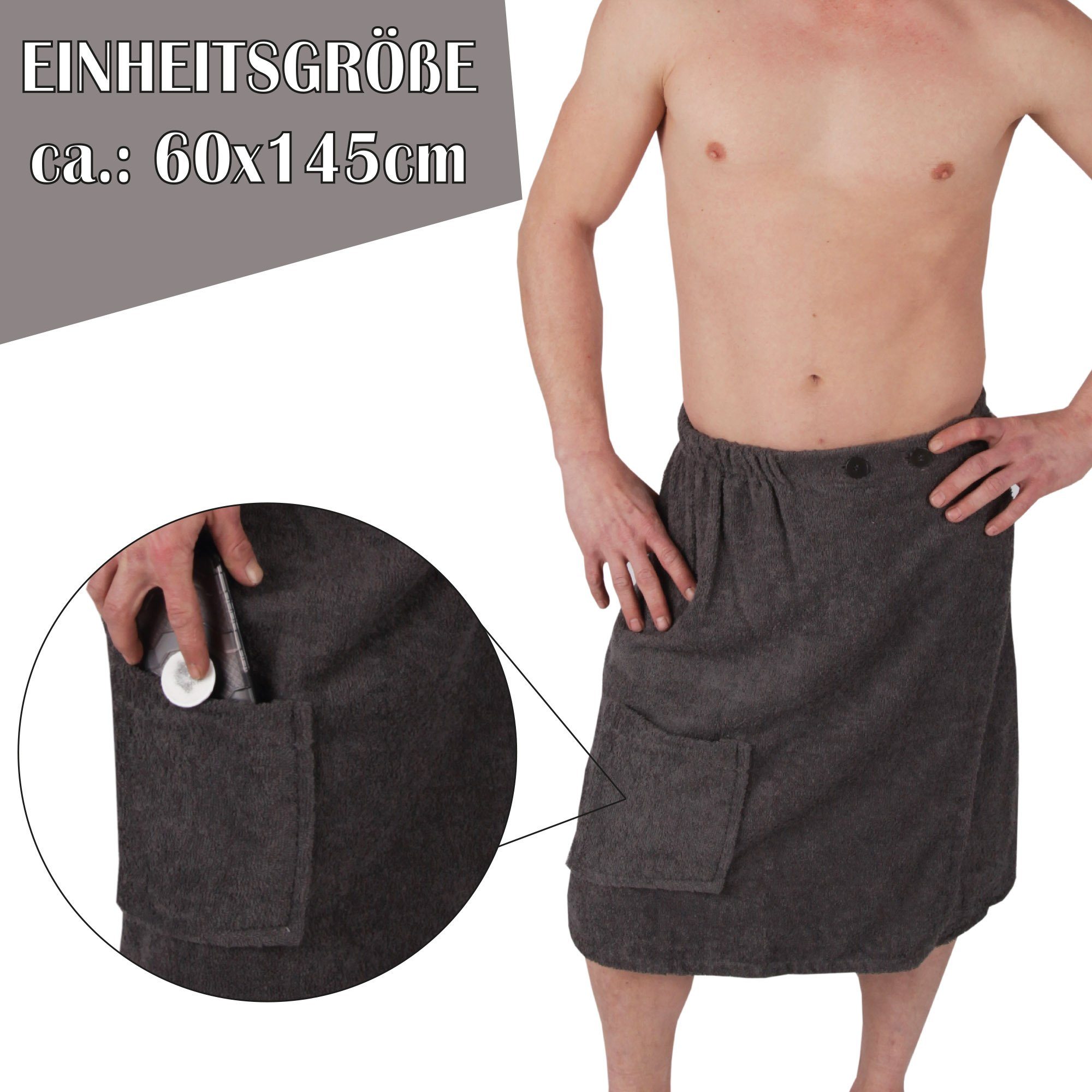 Bestlivings Saunatuch Frottier Kilt, Baumwolle (1-St), Sauna Kilt mit Knopfverschluss und Gummbund