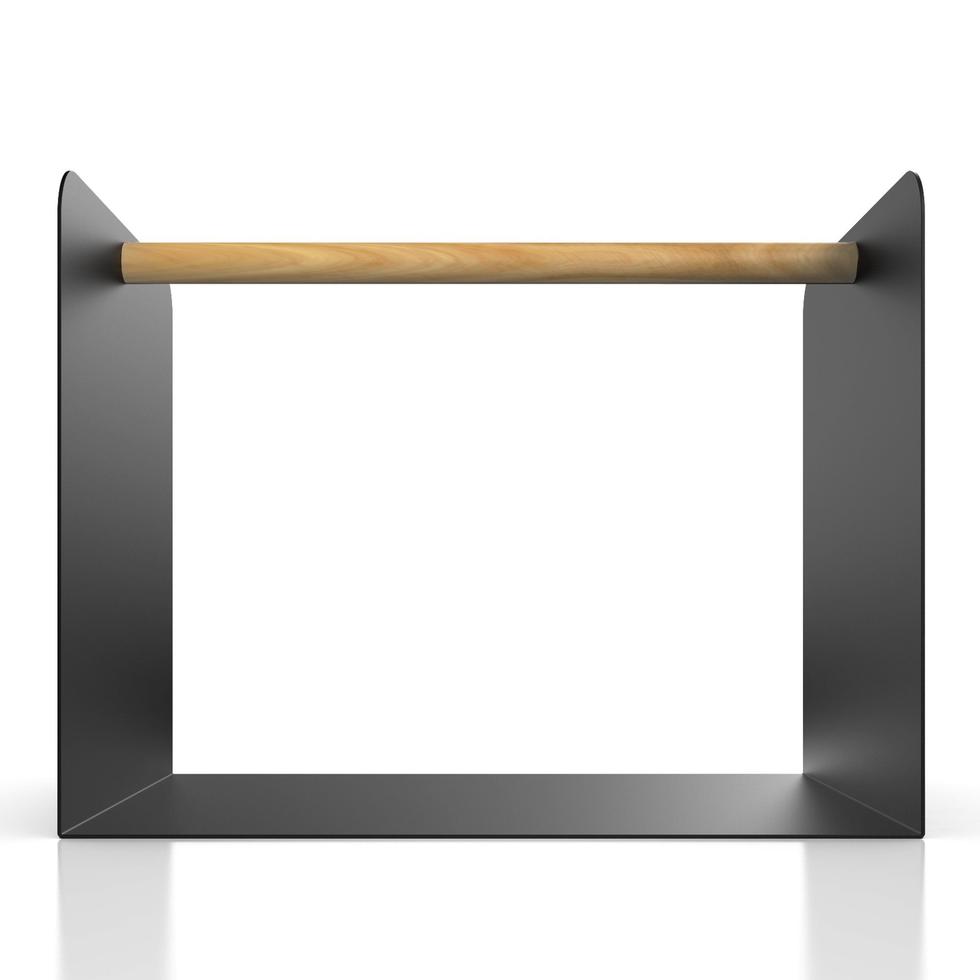 teileplus24 Kaminholzregal BHS1 Kaminholzhalter Innen Außen Brennholzregal Metall mit Holzgriff