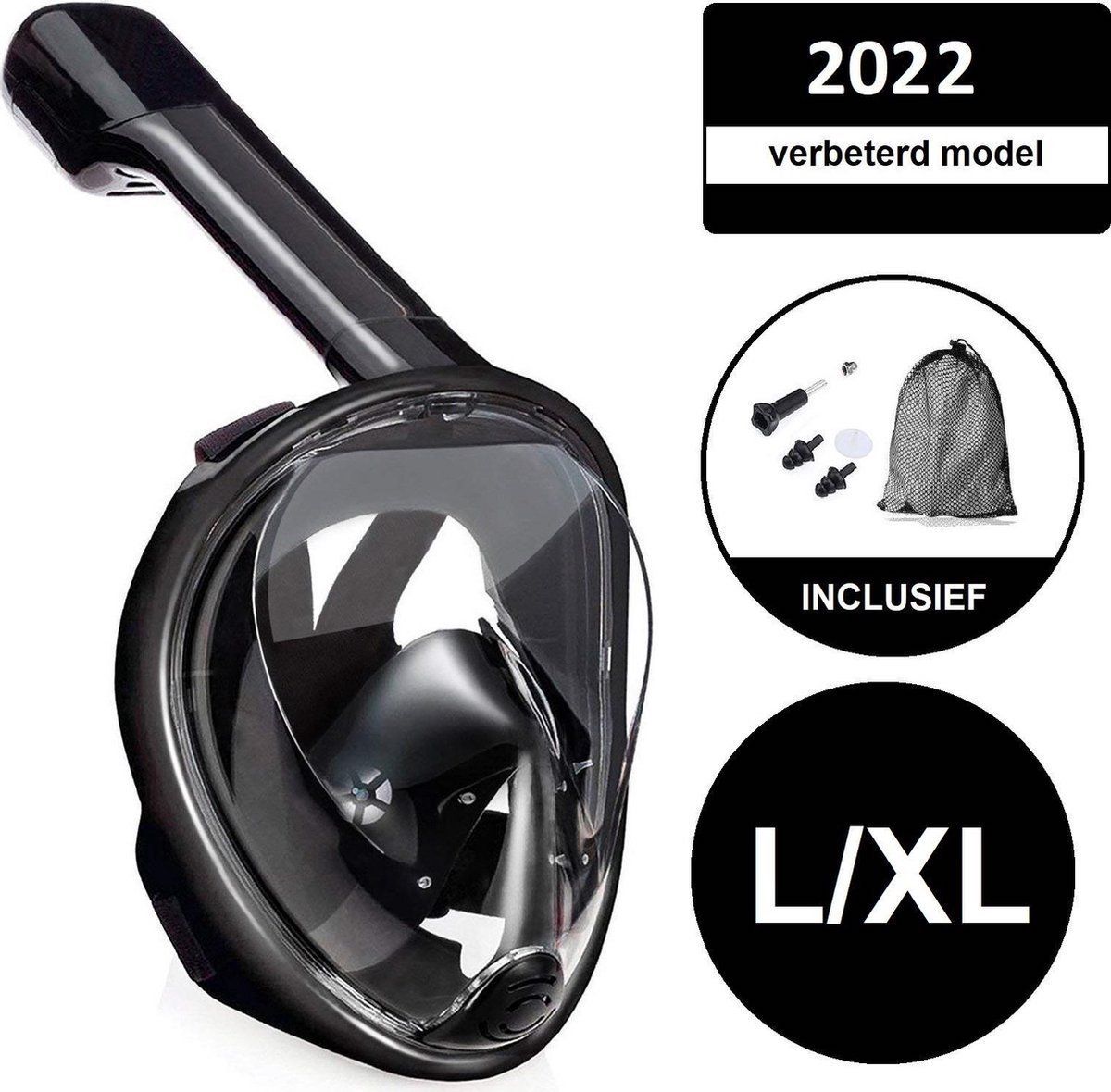 Campingwise L/XL schwarzer Vollgesichts-Tauchmaske