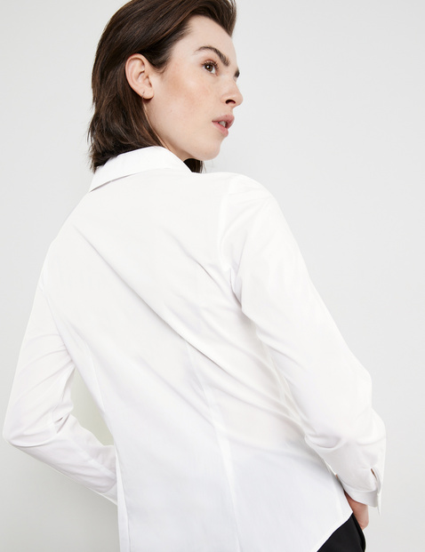 Klassische Hemdbluse aus Baumwoll-Stretch