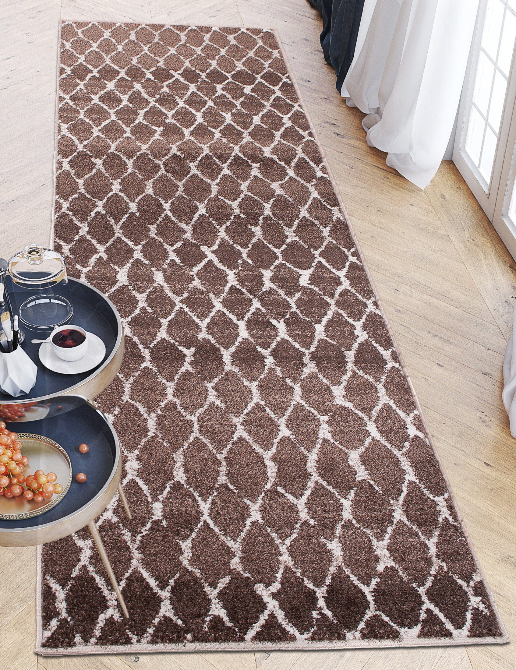 Läufer Läufer Flurläufer Modern für Vorzimmer, Küche - Braun, Mazovia, 60 x 100 cm, Kurzflor, Meterware, Höhe 10 mm, Kurzflor - niedrige Florhöhe
