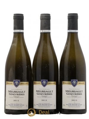 Meursault 1er Cru Genevrières Ballot Millot  2015 - Lot de 3 Bouteilles