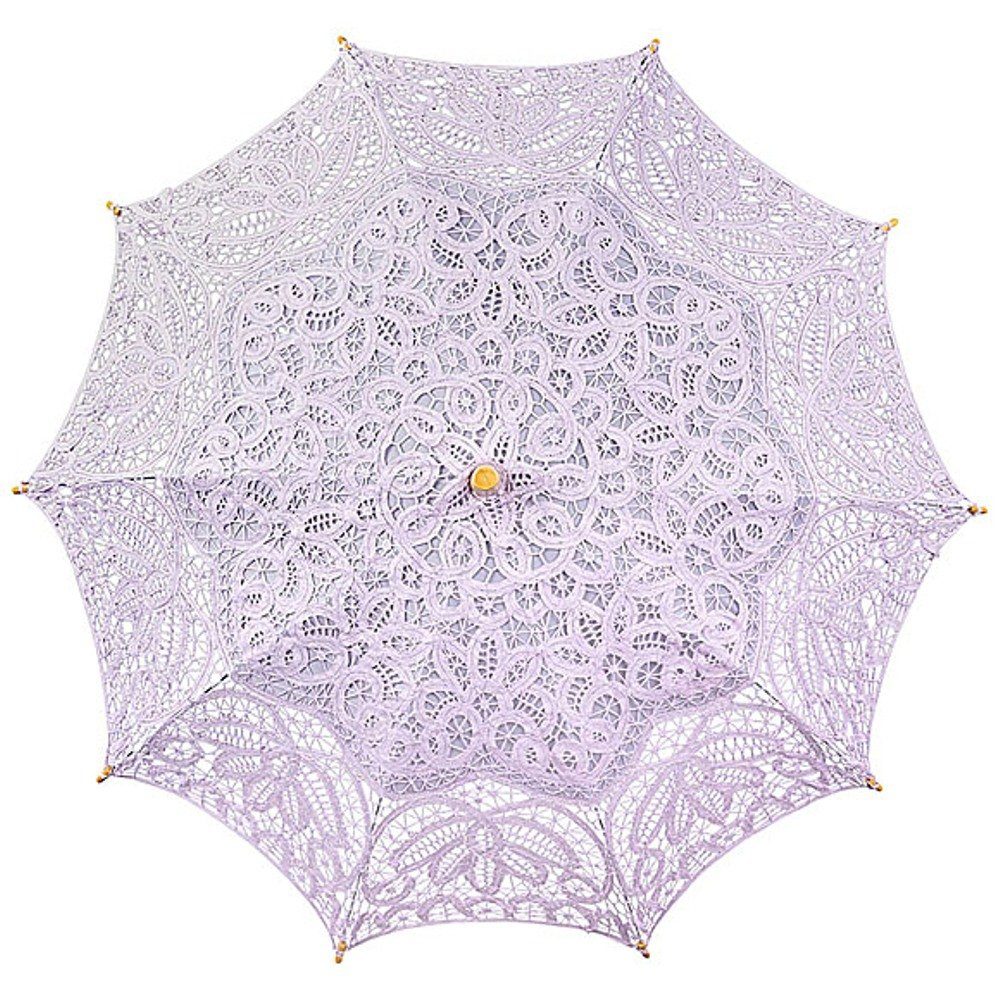 von Lilienfeld Stockregenschirm Hochzeitsschirm Brautschirm Vivienne Spitze Deko Sonnenschirm, Spitzenschirm