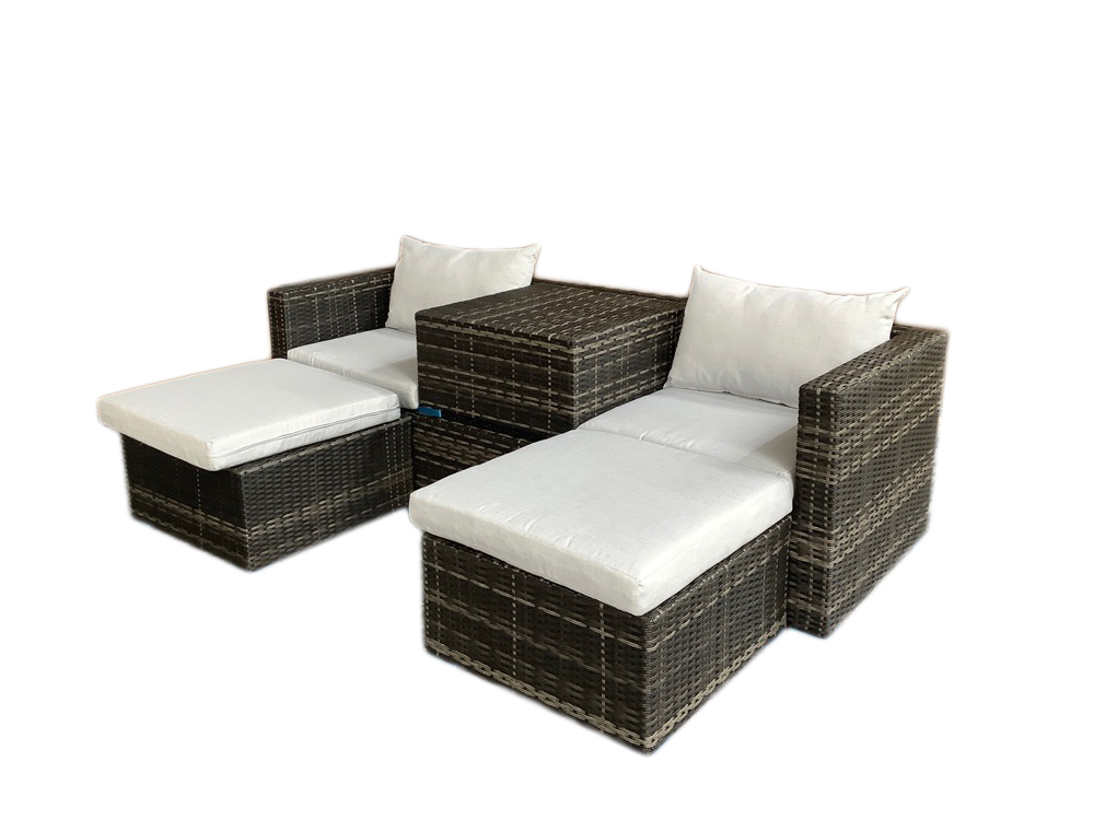 schütte Home & Living Rattan Multifunktionslounge 13-tlg. mit Auflagen hellgrau K/D