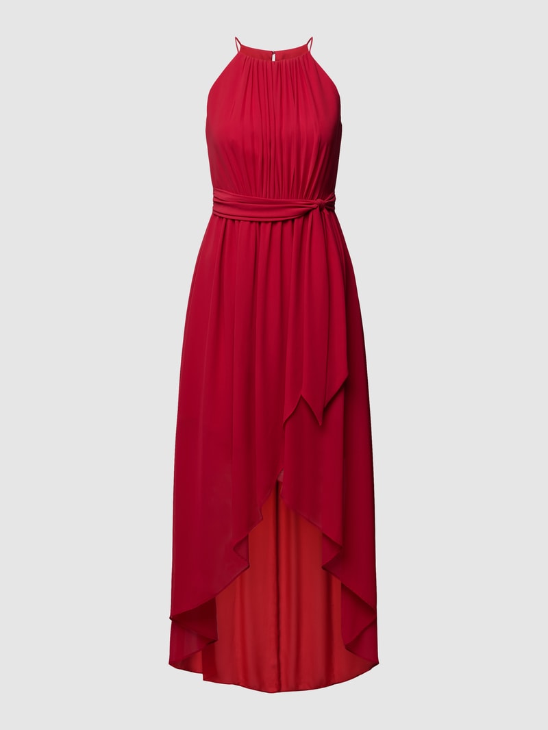 Cocktailkleid mit Neckholder in dunkelrot meliert