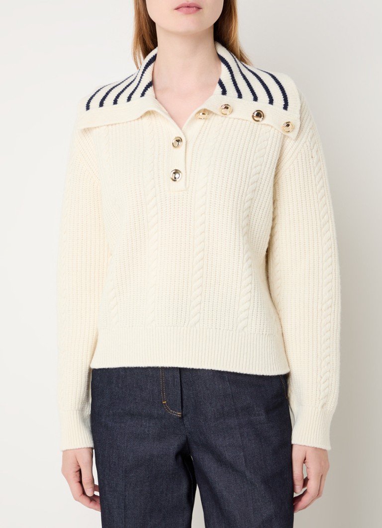 Sandro Chunky knit sweater in wool blend with decorative buttons