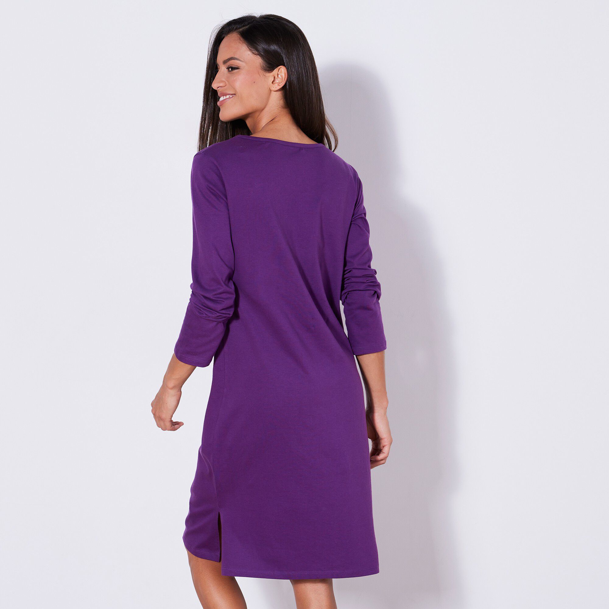 Chemise de nuit courte manches longues imprimé « naturel »