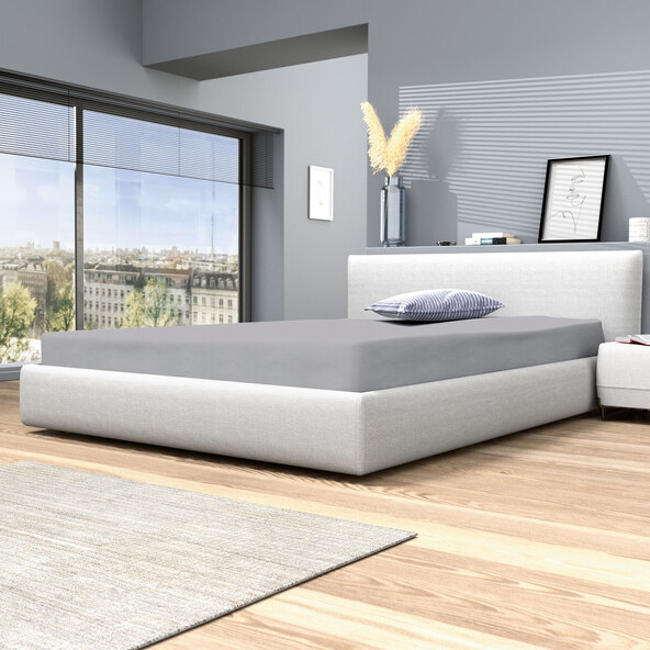 Winterjersey Spannbetttuch, 140-160 x 200 cm, grau