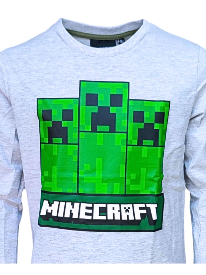 Minecraft Langarmshirt Minecraft Creeper in Grau günstig kaufen 116