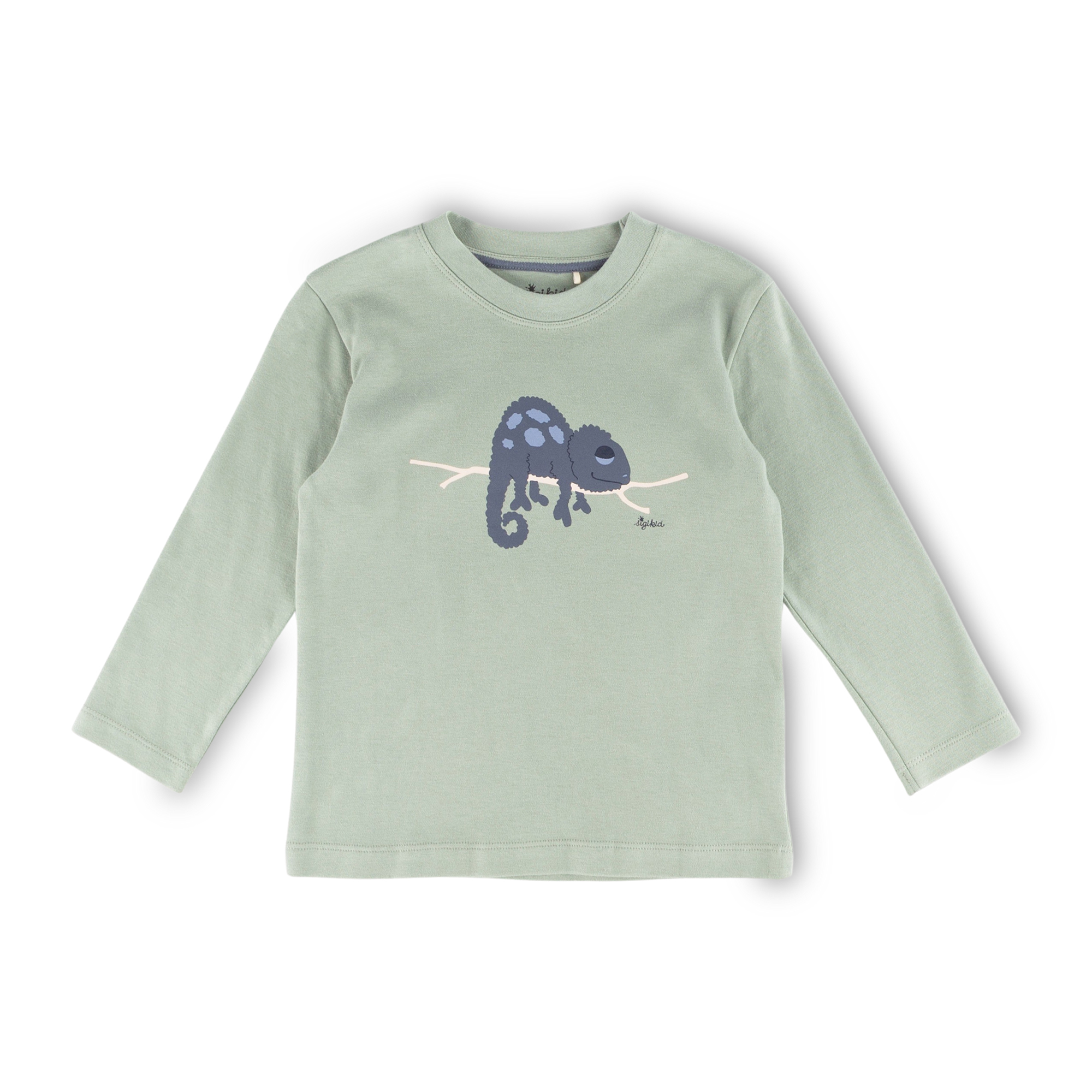Langer Kinder Schlafanzug Chamäleon, grün-blau
