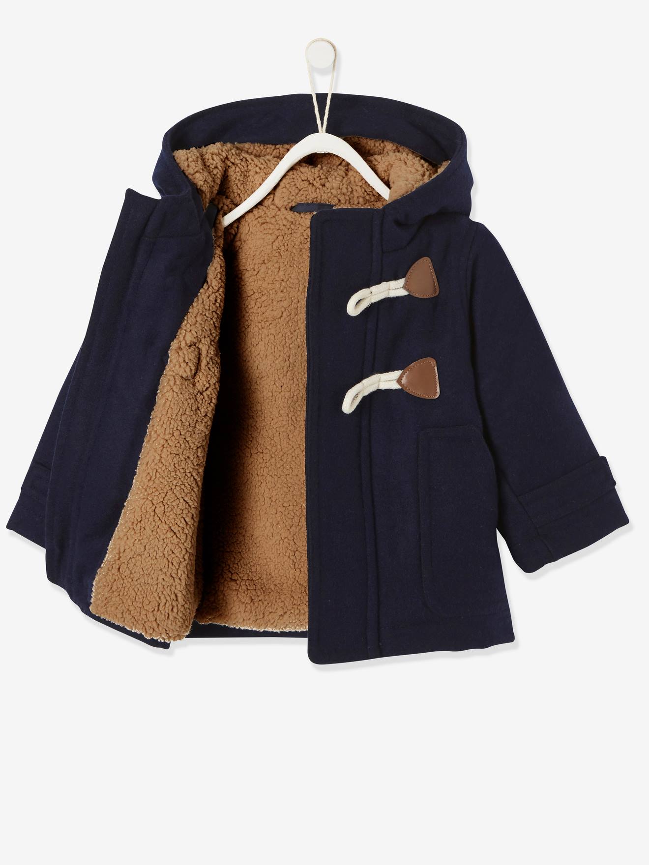 Vertbaudet Baby Jacke mit Kapuze, Dufflecoat, Recycling-Polyester - nachtblau