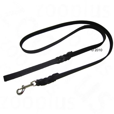 Heim Lederleine mit eingeflochtenem Karabiner, schwarz