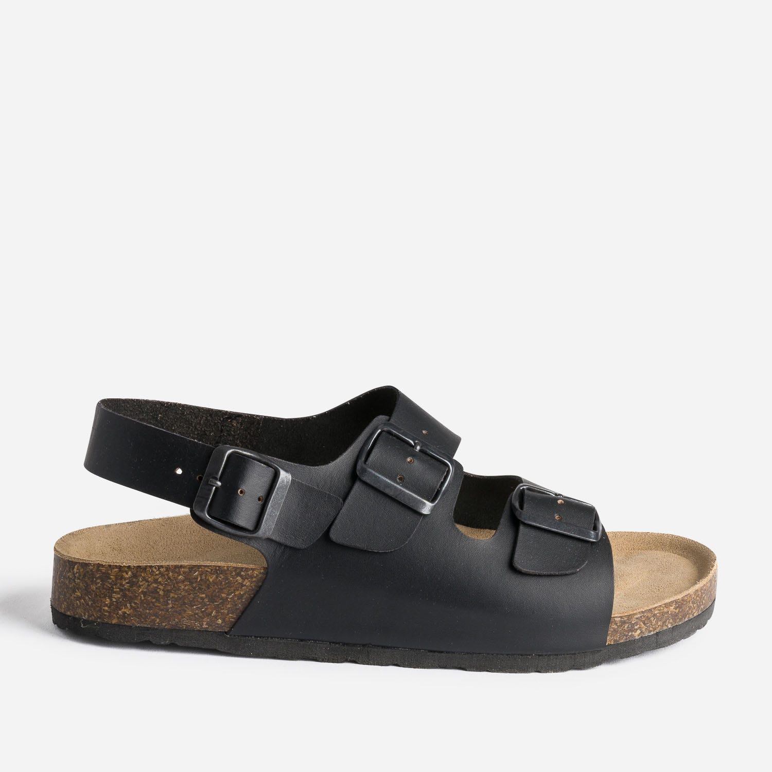 Sandale anatomique noire en cuir