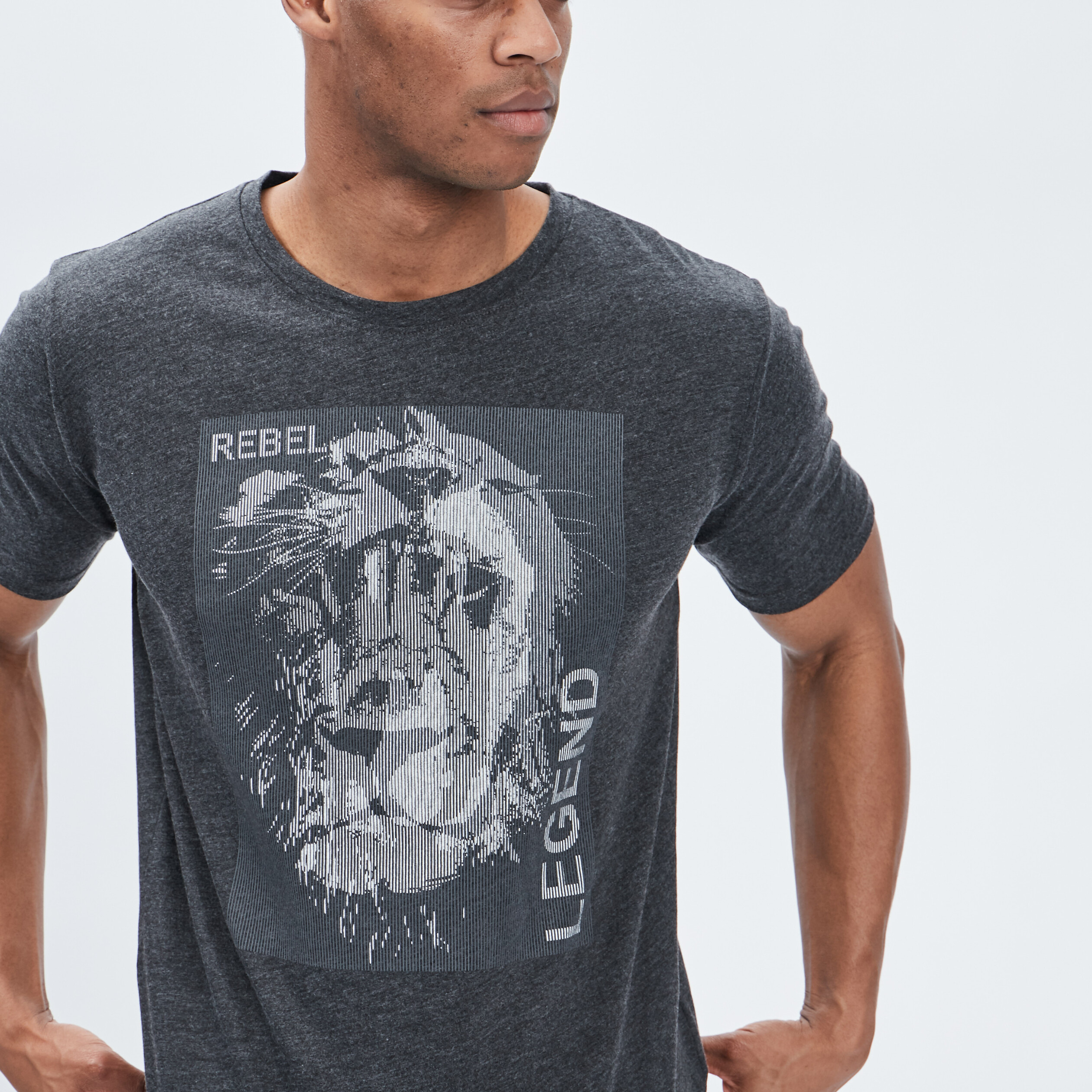 T-shirt manches courtes gris foncé homme | La Halle
