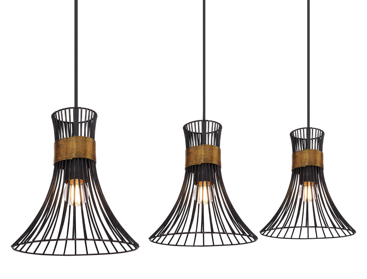 Globo Lighting - PURRA - Hängeleuchte Metall schwarz, 3x E27