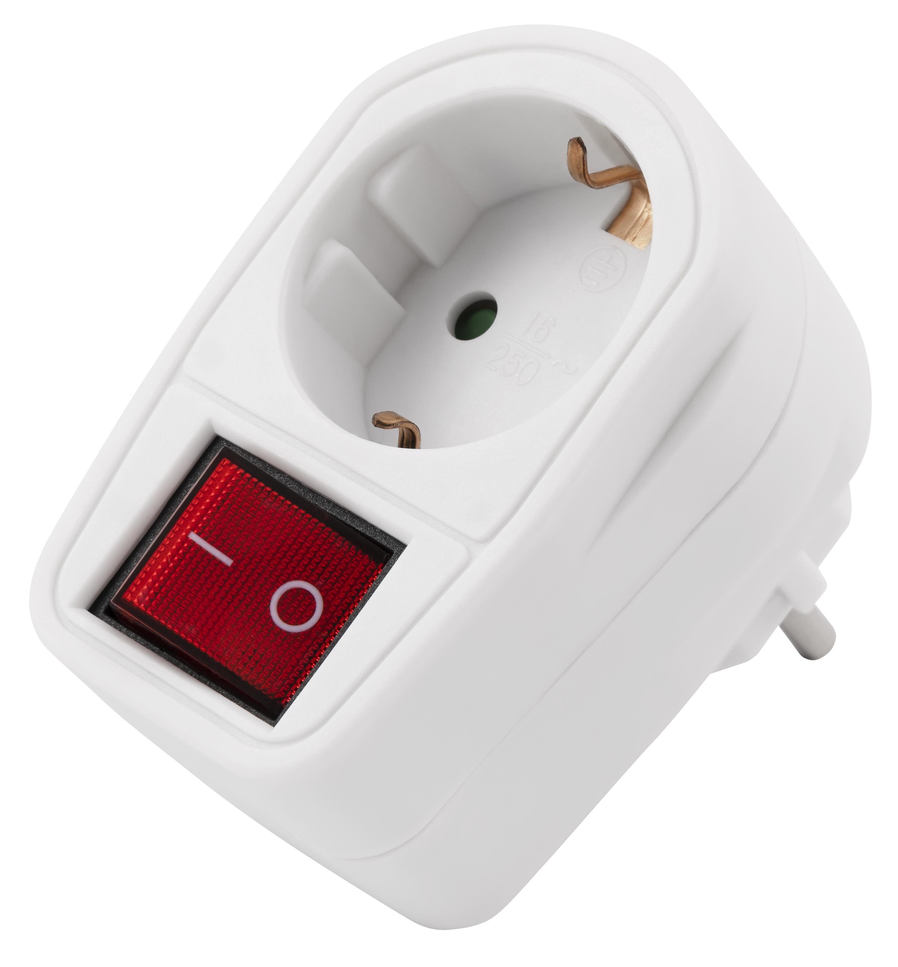 McPower Steckdosenadapter McPower mit Schalter, 230V/3500W, 2-poliger AN/AUS Mehrfachsteckdose