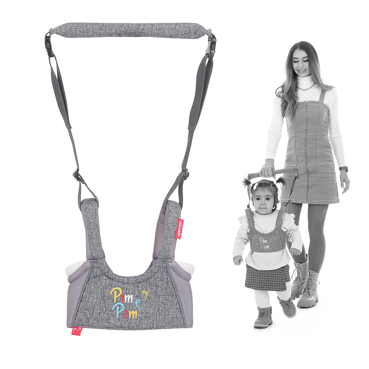 Babylaufgurt Pim Pam Laufhilfe, Laufleine, Länge und Weite verstellbar Sicherheitsgurte