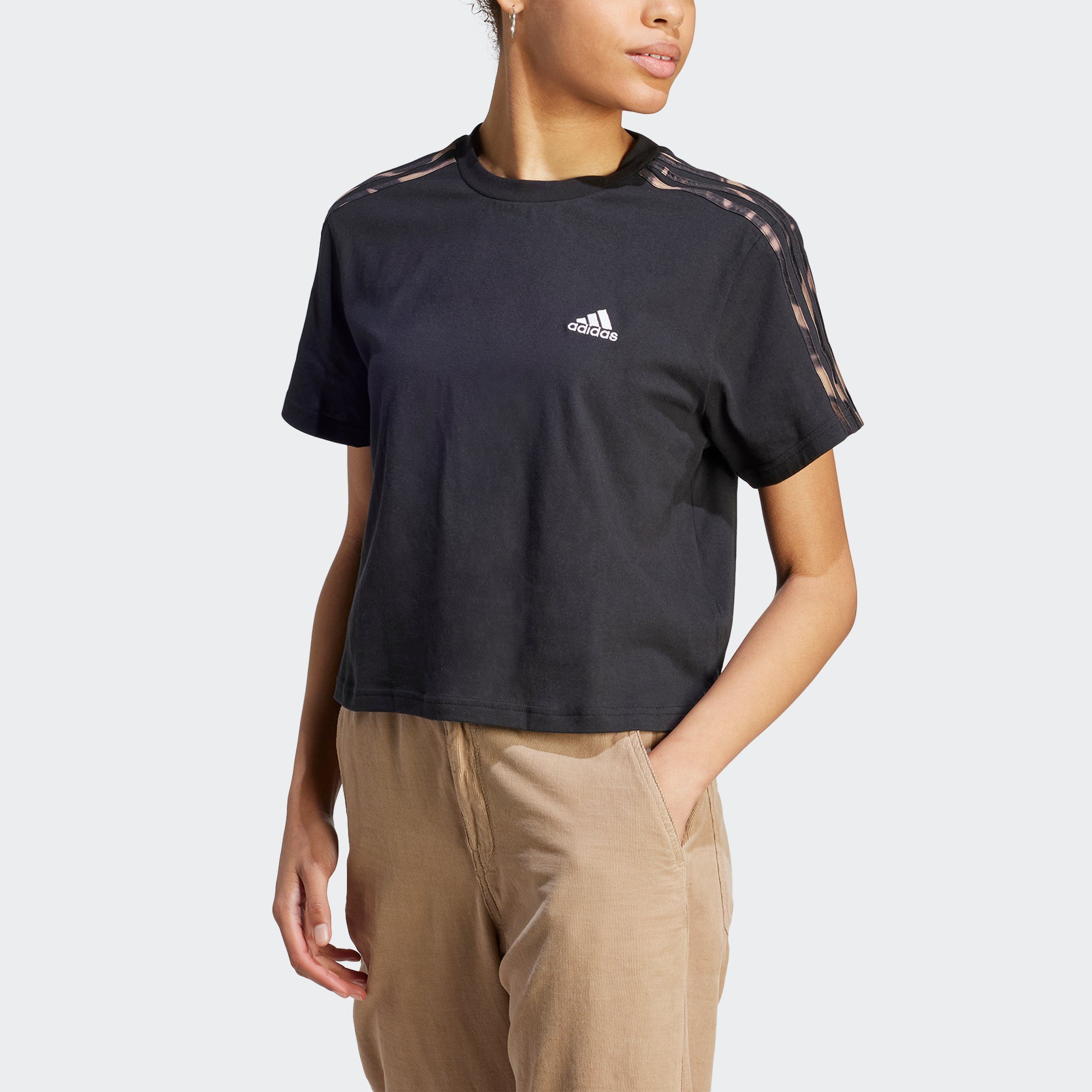adidas Sportswear T-Shirt VIBRANT PRINT 3STREIFEN COTTON CROPSHIRT