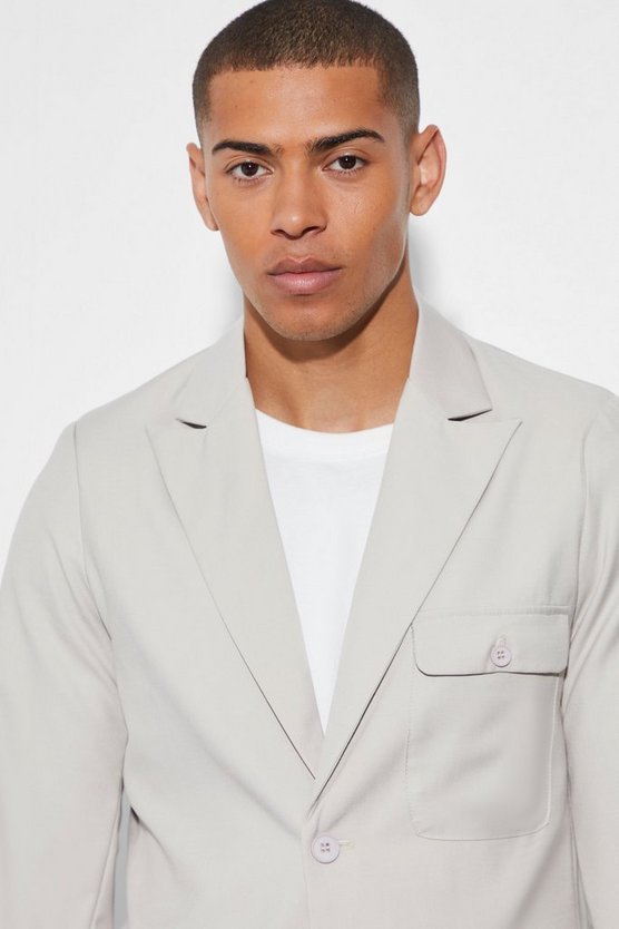Einreihige Slim-Fit Cargo Anzugjacke