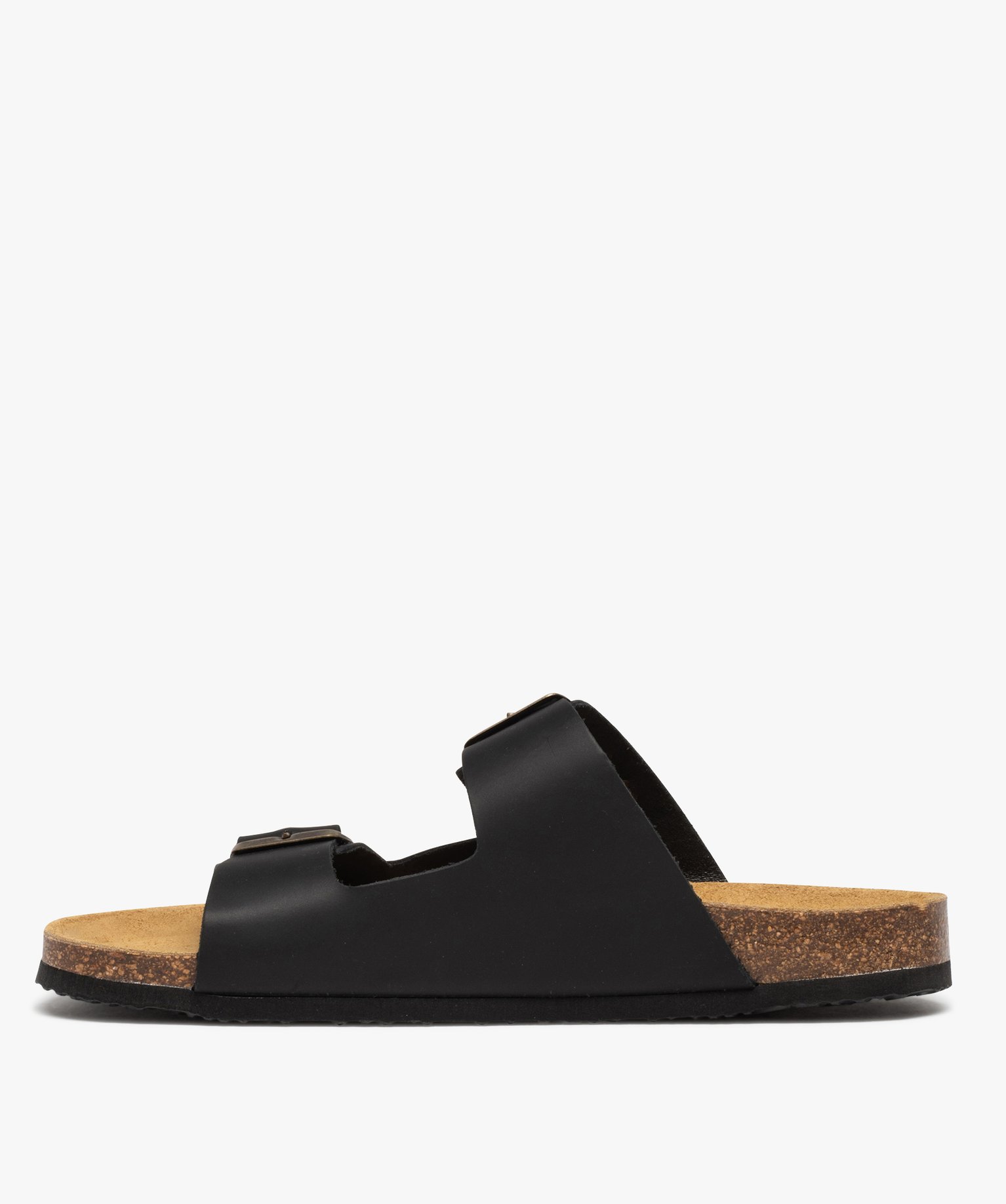Mules homme à double brides à boucle unies noir noir | GEMO