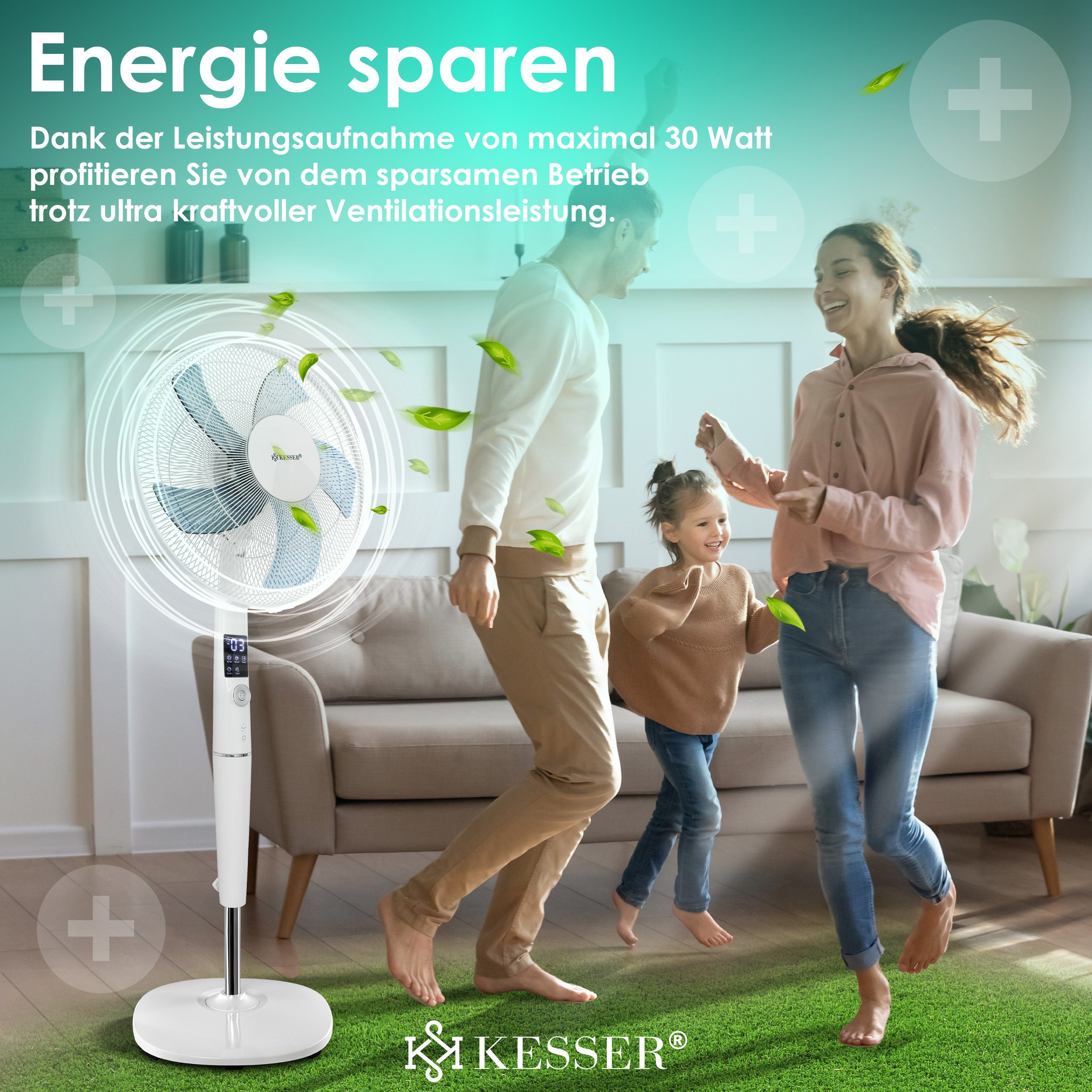 KESSER Standventilator, Standventilator mit Fernbedienung und Display Led Timer