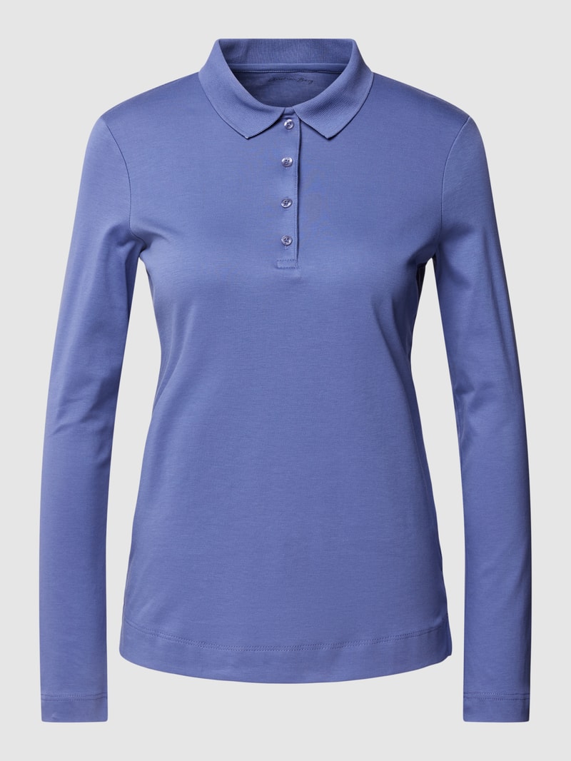 Longsleeve mit Polokragen in rauchblau