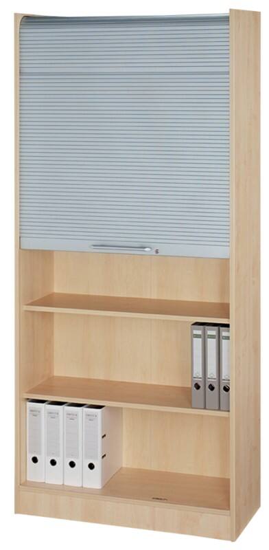 Hammerbacher Rollladenschrank Matrix Ahorn, Silber 900 x 400 x 2.004 mm