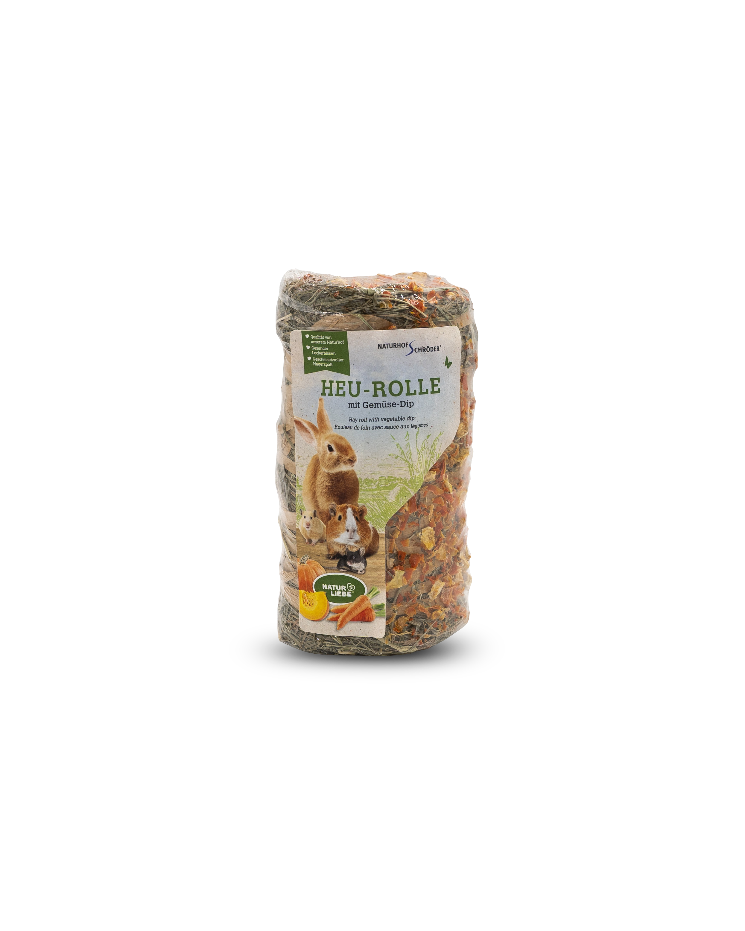 NATURHOF SCHRÖDER Ergänzungsfutter NATURHOF SCHRÖDER Heu-Rolle mit Gemüse-Dip, 200g
