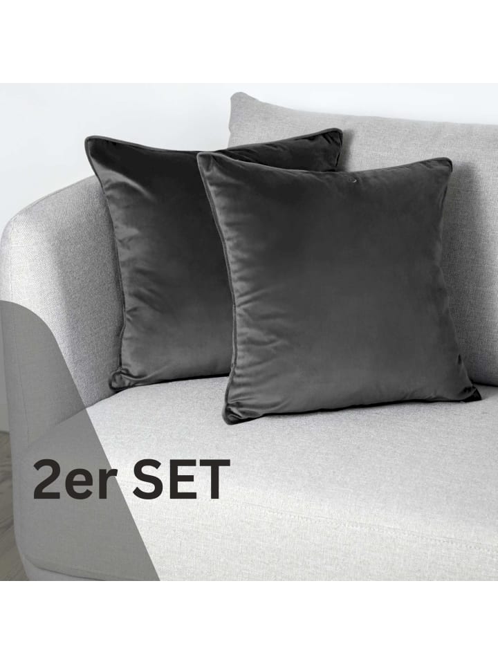 Tom Tailor TT Kissenhülle 2er Set VelvetSignature 45 x 45 cm in Anthrazit günstig kaufen 45 x 45 cm