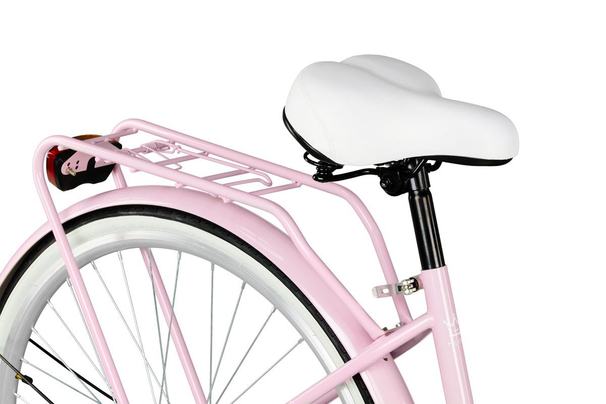 MILORD BIKES Cityrad Milord City Fahrrad Weidenkorb Damenfahrrad, 28/26 Zoll, Rosa, 1-Gang, 1 Gang