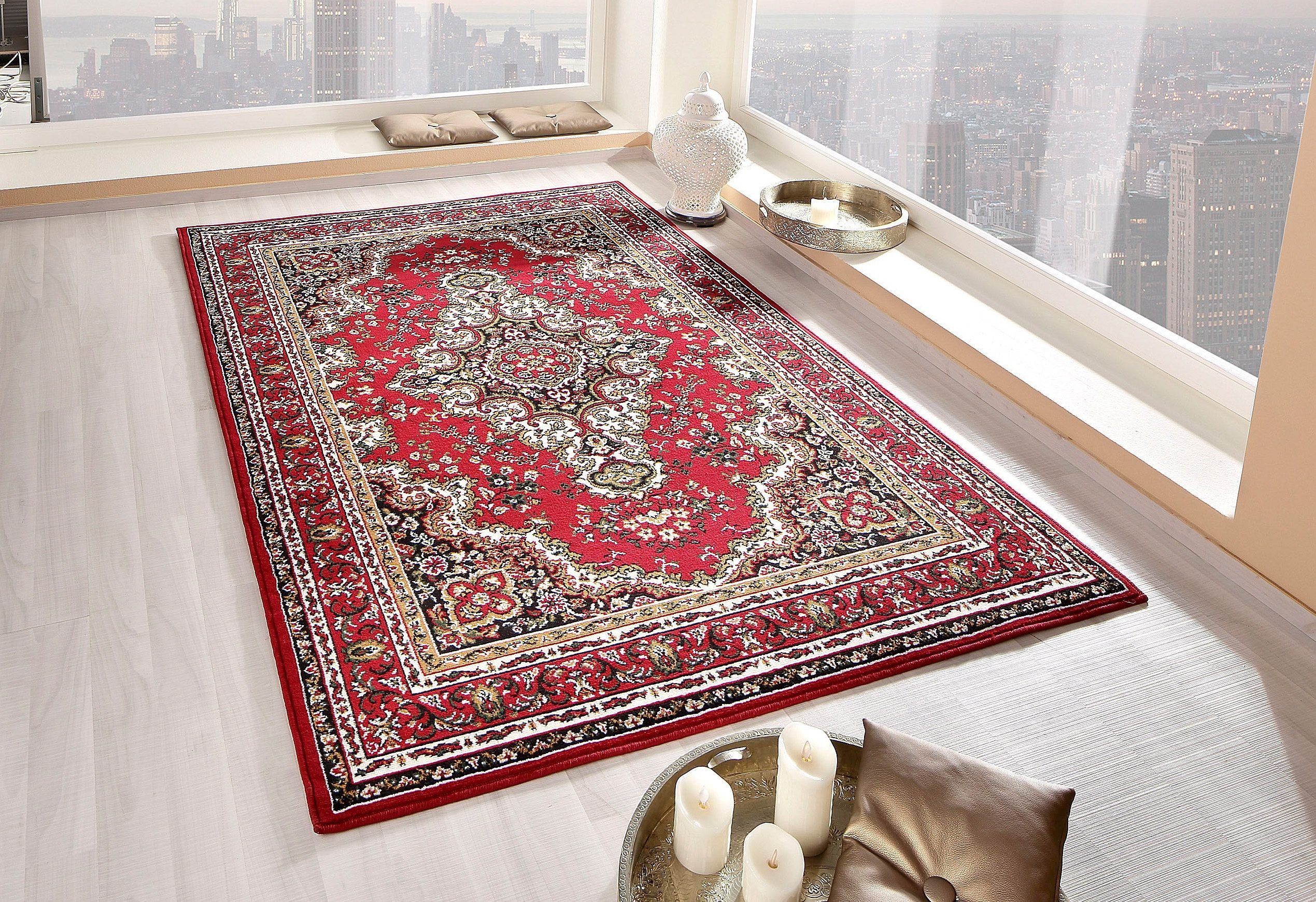 Teppich Oriental, Home affaire, rechteckig, Höhe: 7 mm, Orient-Optik, mit Bordüre, Teppich, Kurzflor, Weich, Pflegeleicht
