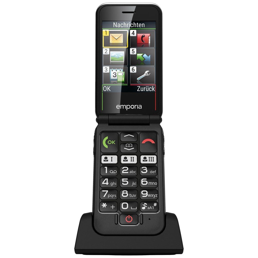 Emporia Emporia JOY Senioren-Klapp-Handy SOS Taste Schwarz Seniorenhandy (2.8 Zoll, 2 MP Kamera)