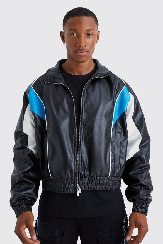 Kastige PU-Bomberjacke