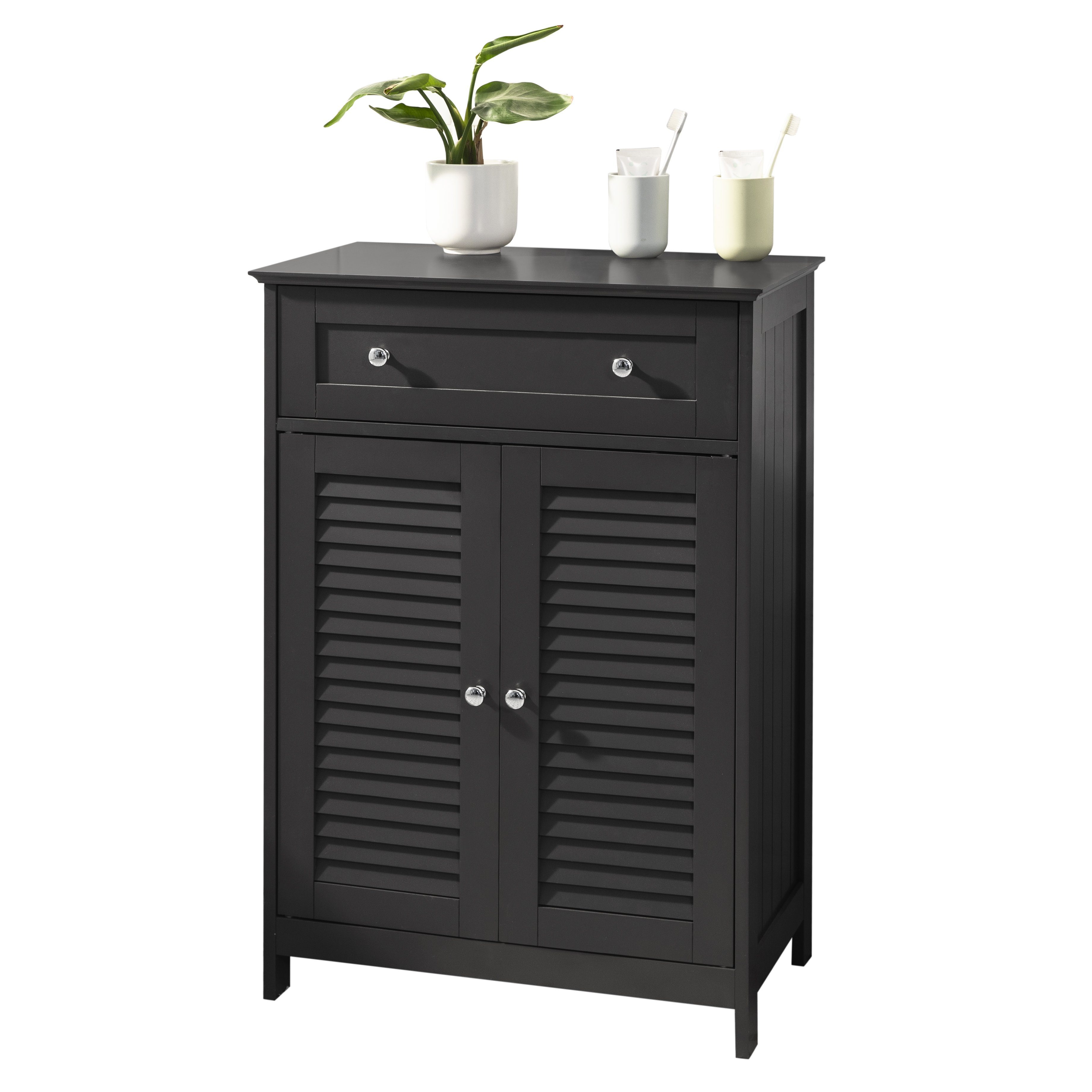 SoBuy Badkommode FRG238, mit Einer Schublade und Türen, Kommode Badschrank Sideboard