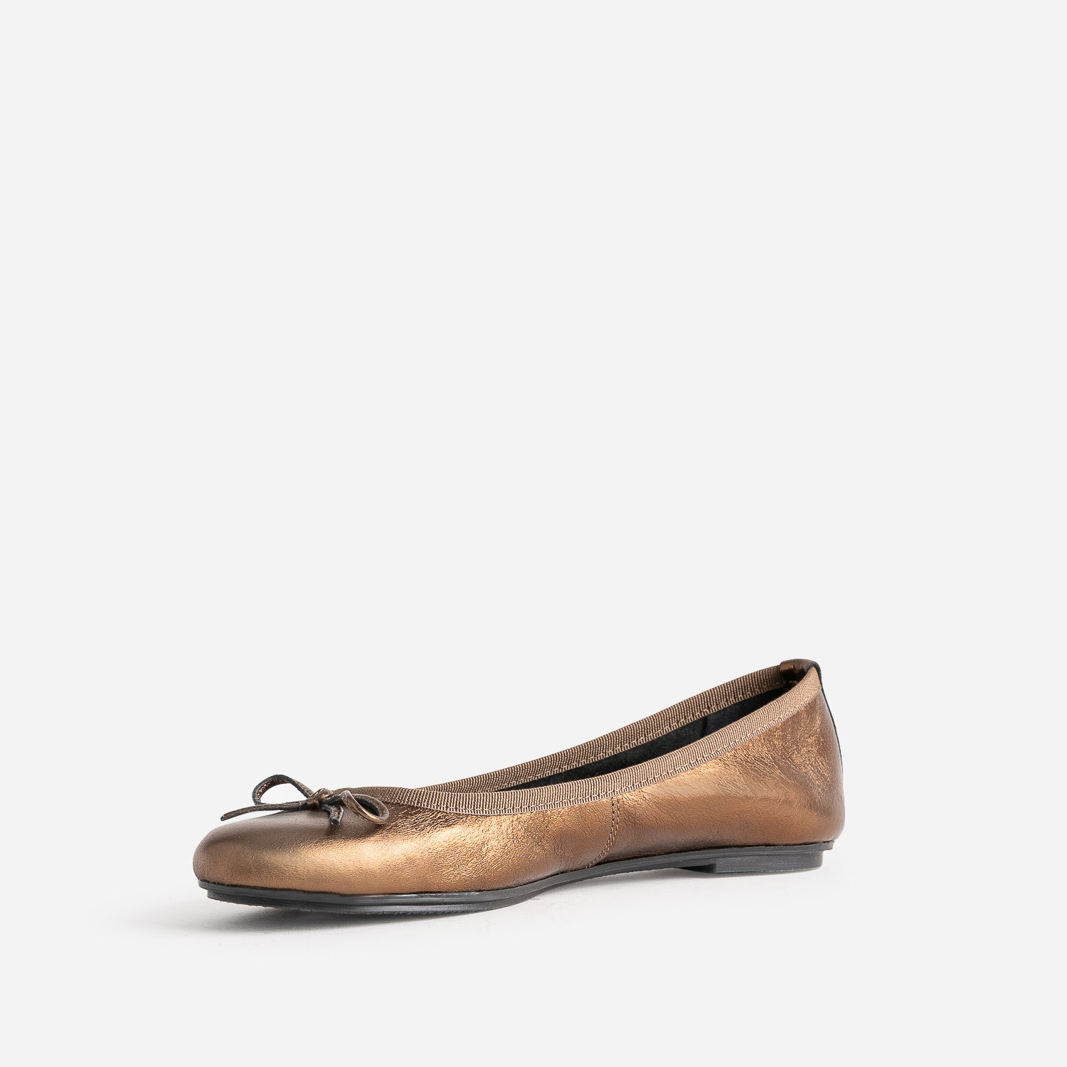 Ballerine bronze en cuir à petit nœud