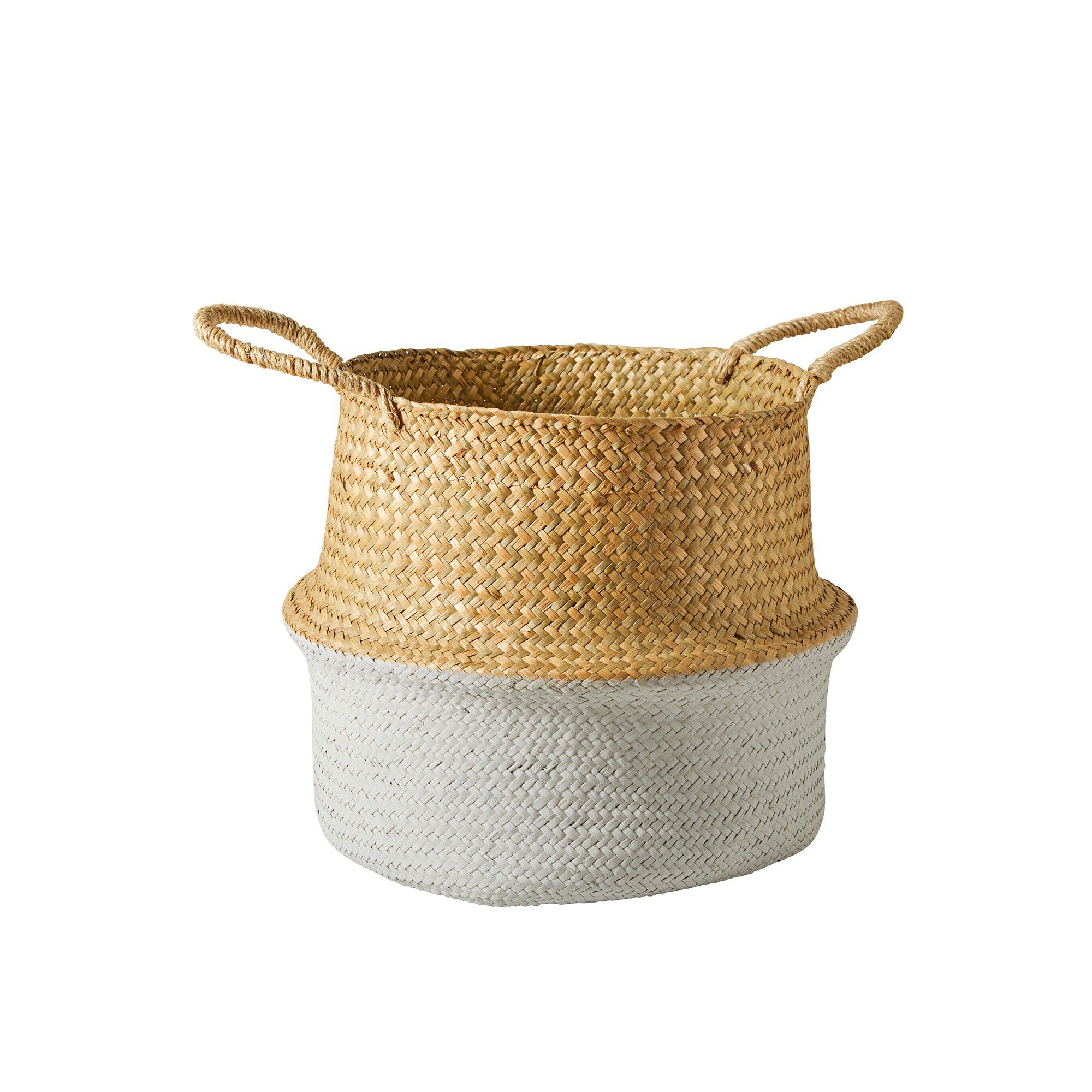 Panier pliable jonc de mer bicolore