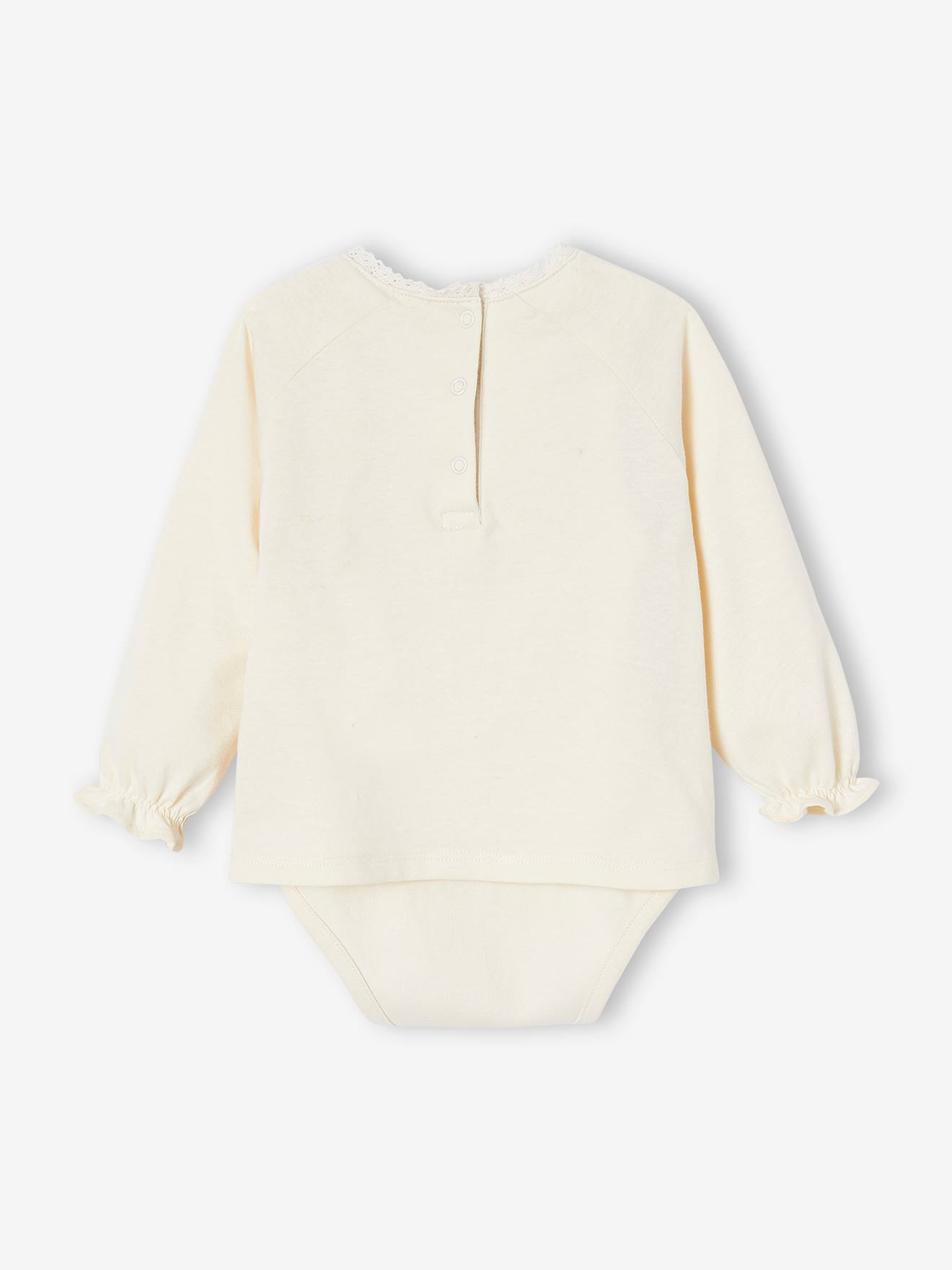 T-shirt body bébé manches longues écru