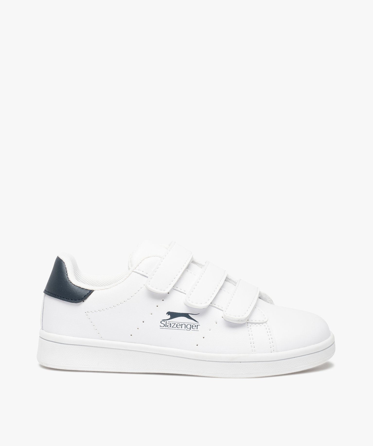 Baskets Garçon unies fermeture trois scratchs - Slazenger blanc | GEMO