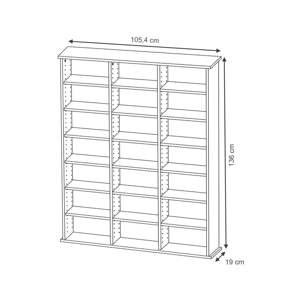 Vicco CD-Regal Medienregal CD DVD Bluray Regal Standregal JUKEBOX Beton