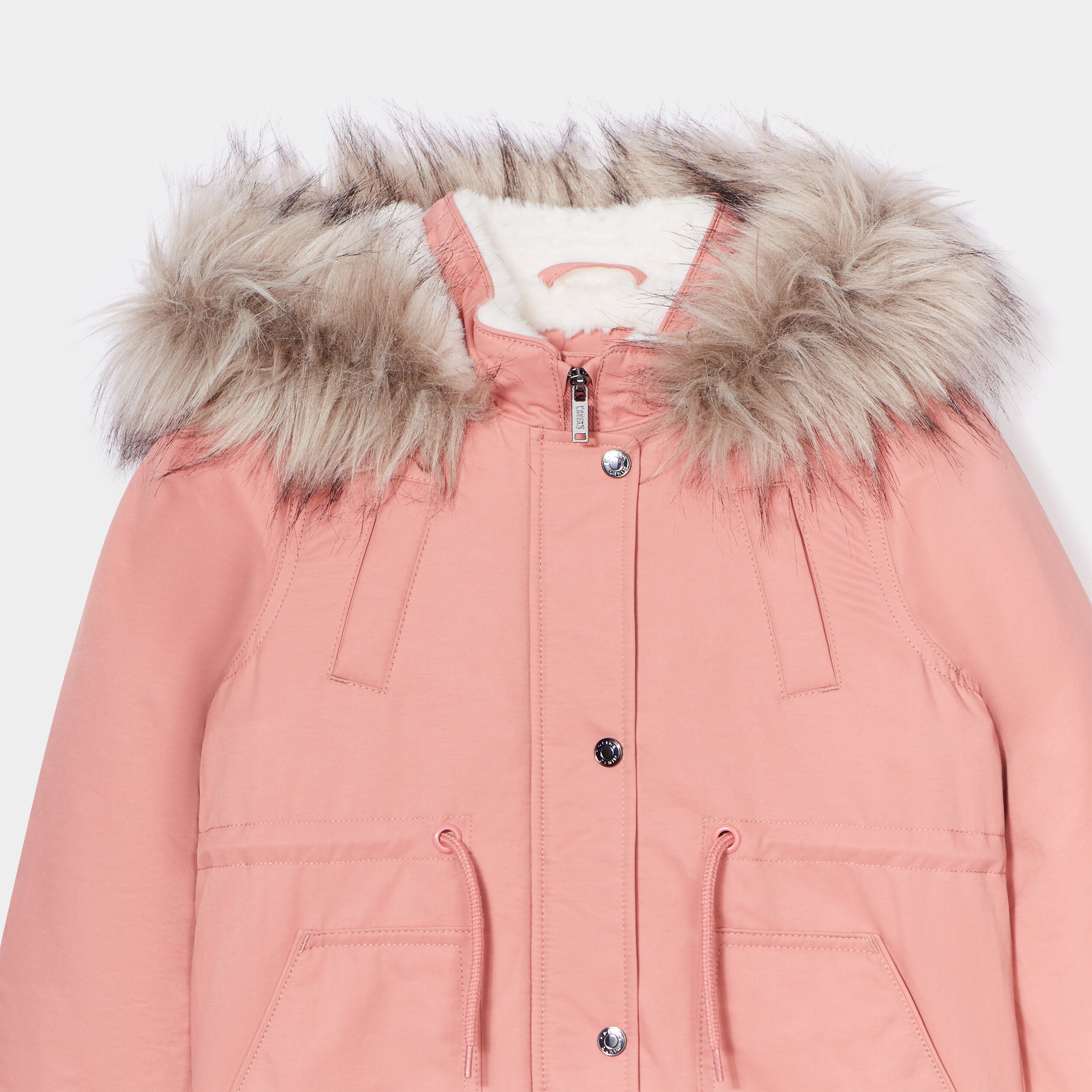 Parka à capuche avec fourrure vieux rose fille | La Halle