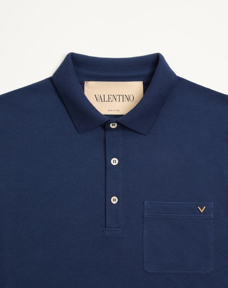 Camisa polo Valentino em algodão piqué com detalhes dourados