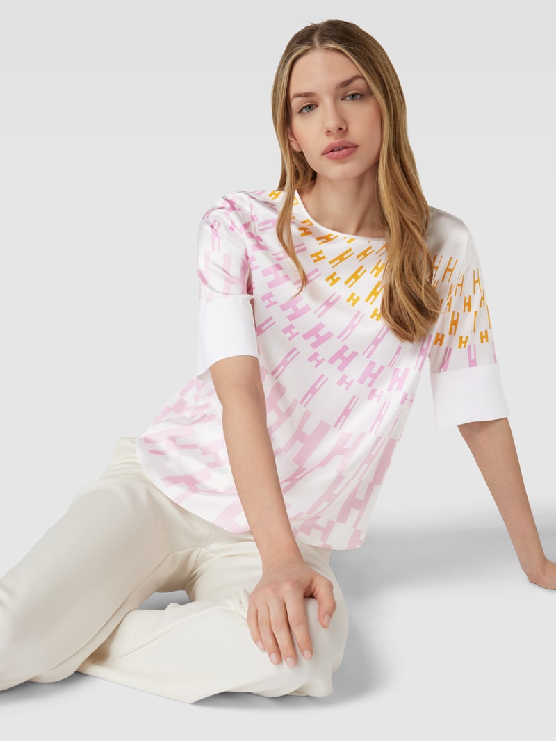 Blusenshirt mit Tunikakragen in rosa