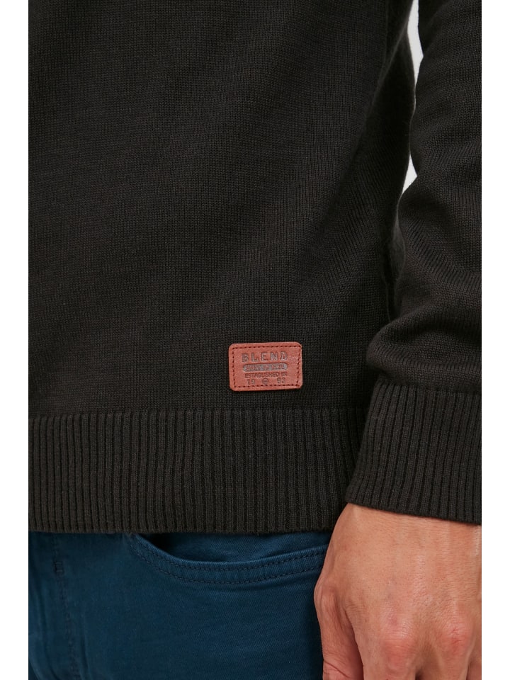 BLEND Cardigan BHLennard 703656ME Strickjacke mit Ton-in-Ton Ellenbogenpatches in Schwarz günstig kaufen