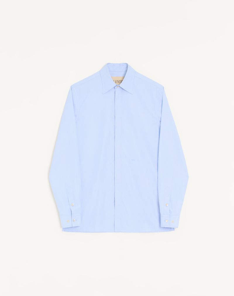 Valentino Fil-a-Fil bomuldsskjorte med V-logo broderi