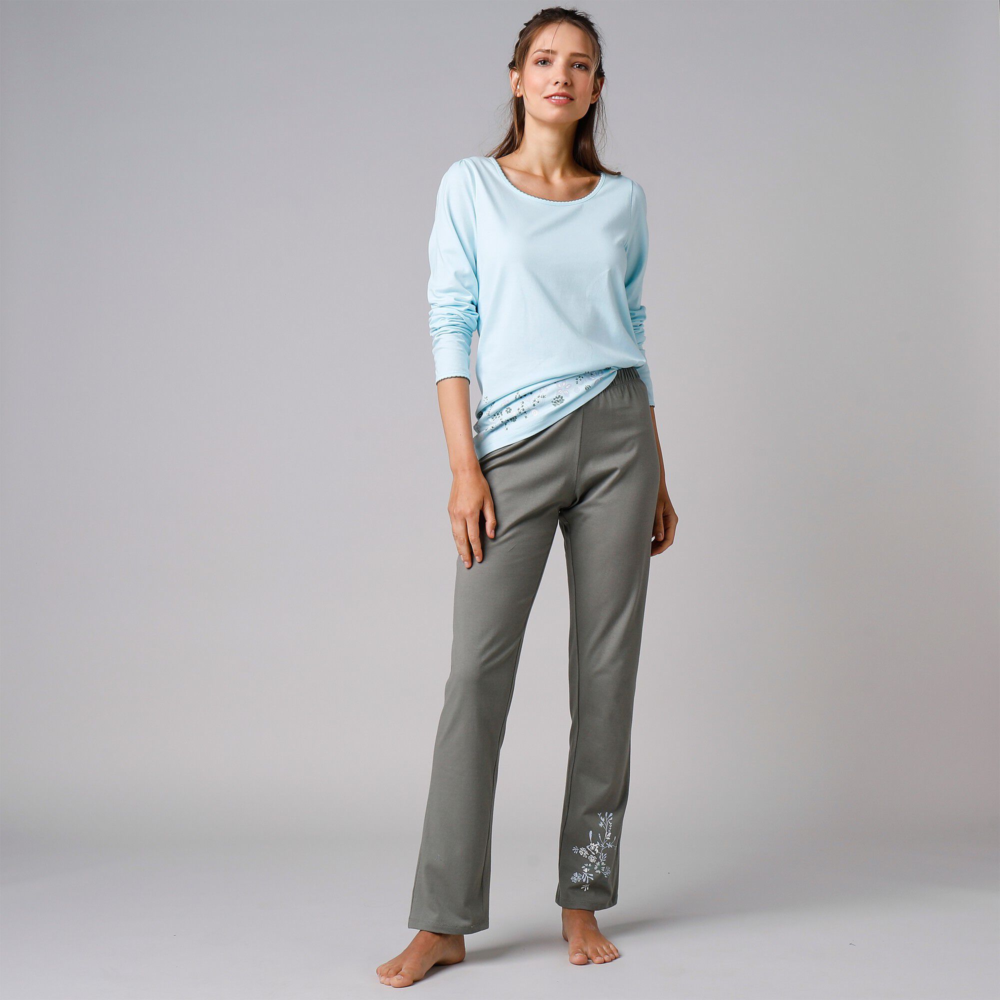 Pantalon de pyjama imprimé placé fleurs