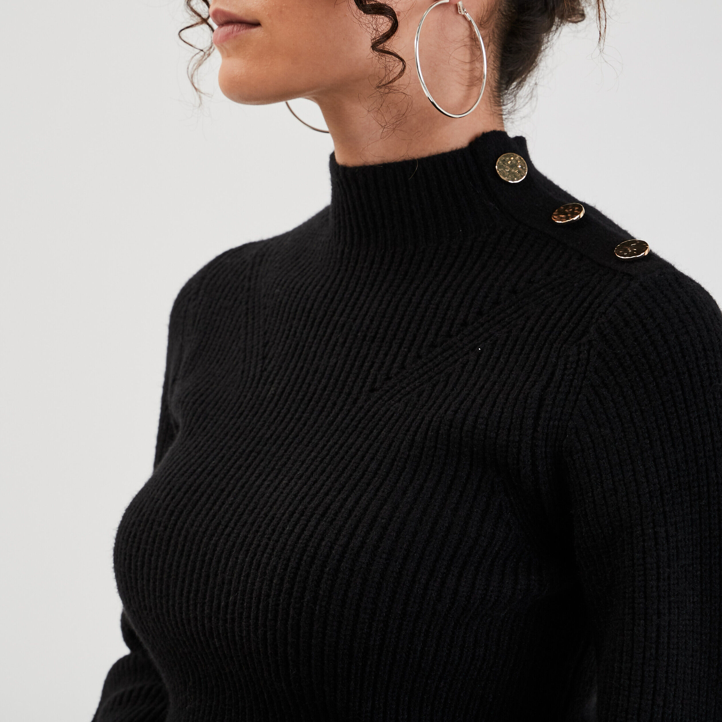 Pull manches bouffantes noir femme | Cache Cache