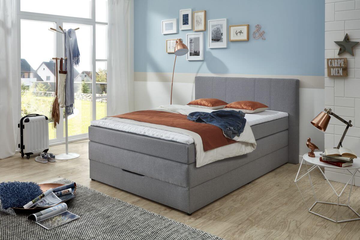 Sun Garden Boxspringbett Florida mit Bettkasten Anthrazit 140 x 200 cm