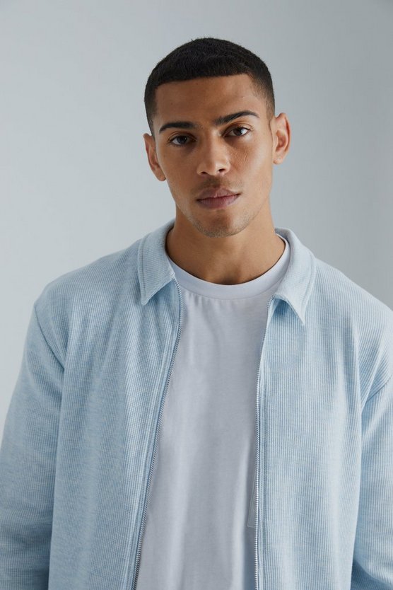Slim-Fit Harrington-Jacke & Jogginghose in Waffeloptik