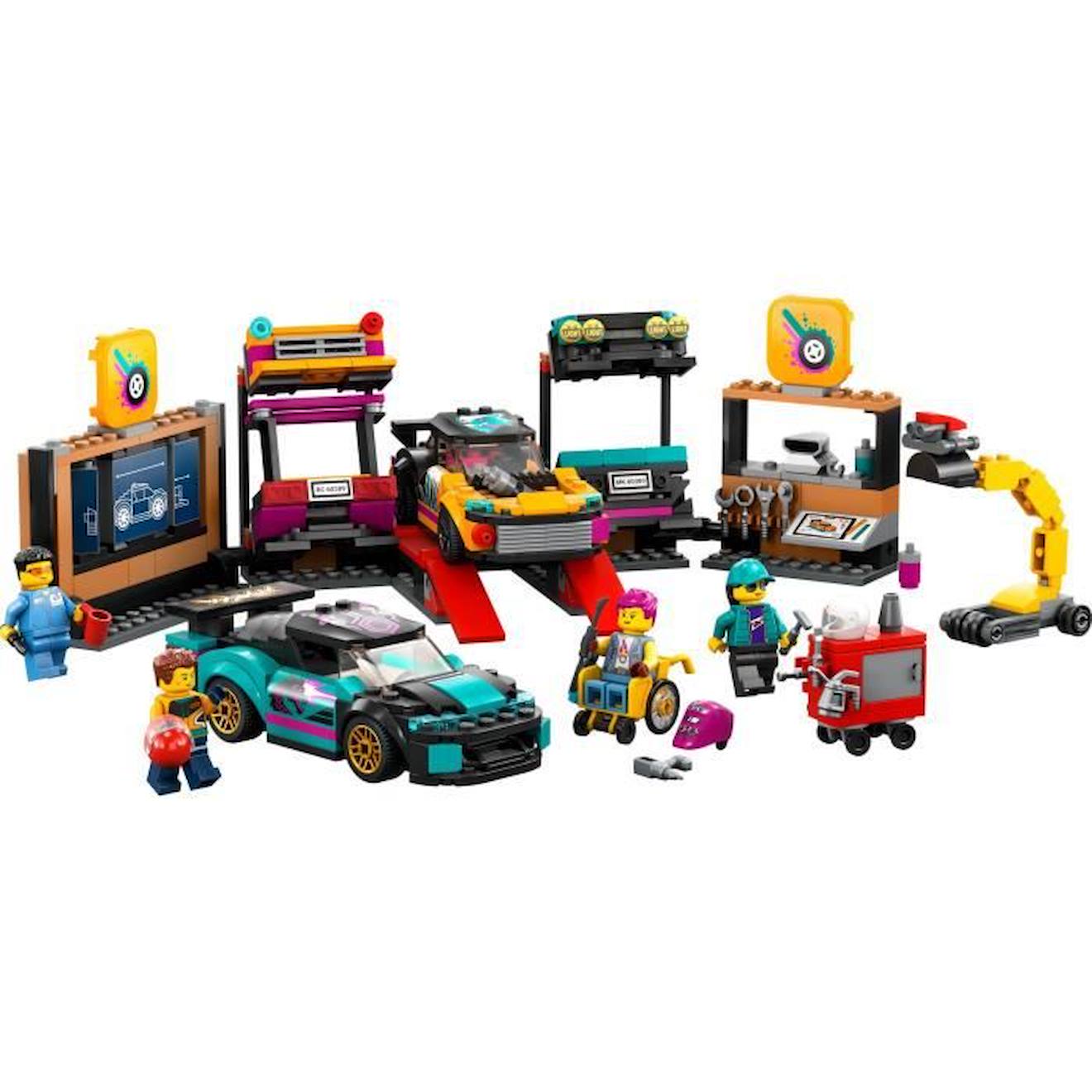 LEGO® City 60389 Le Garage de Customisation, Jouet de Voitures, Atelier et Minifigurines blanc