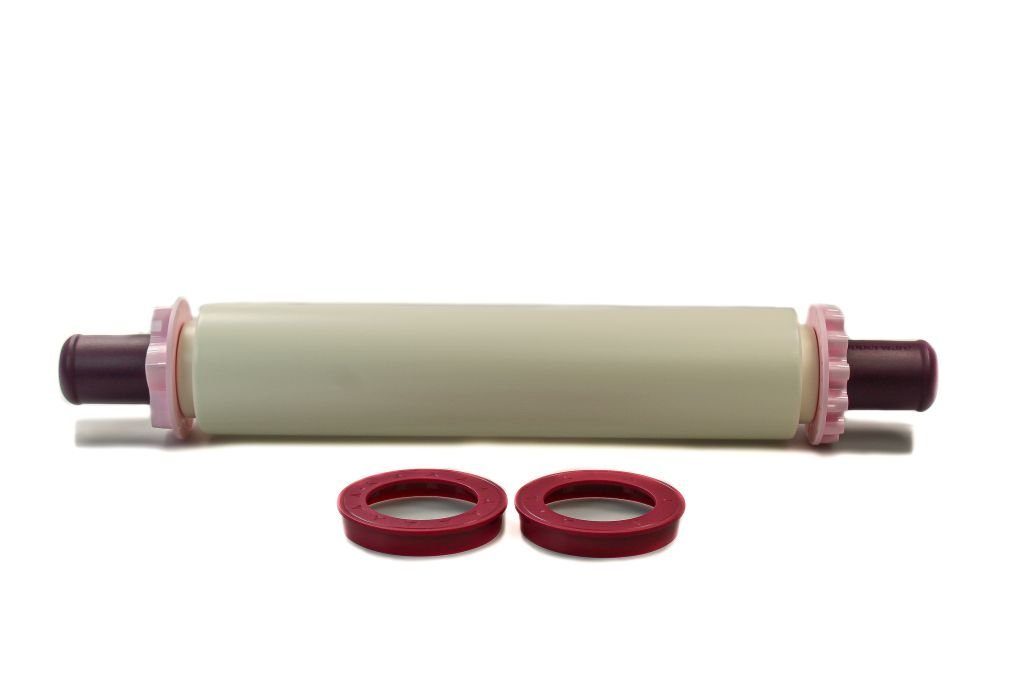 TUPPERWARE Nudelholz Teigrolle bordeauxrot + Abstandshalter + SPÜLTUCH